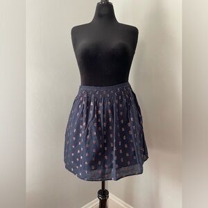 J Crew Navy with Bronze Metallic Accents Skirt - Size Medium - GUC